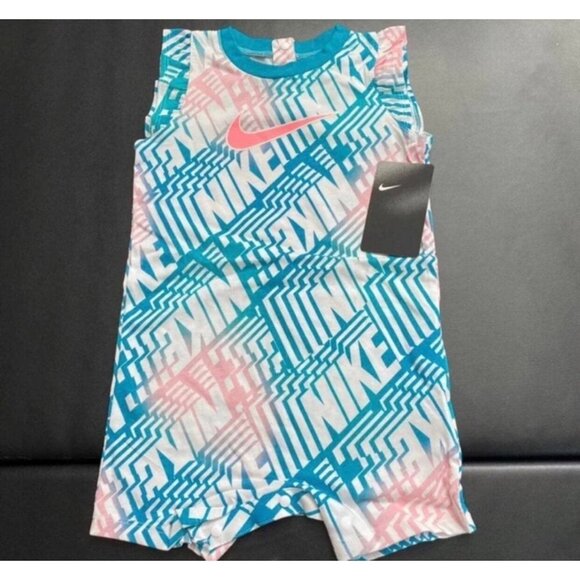 NWT Nike Flutter Sleeve Shortie Romper Baby Girls Size 3M - Picture 1 of 3